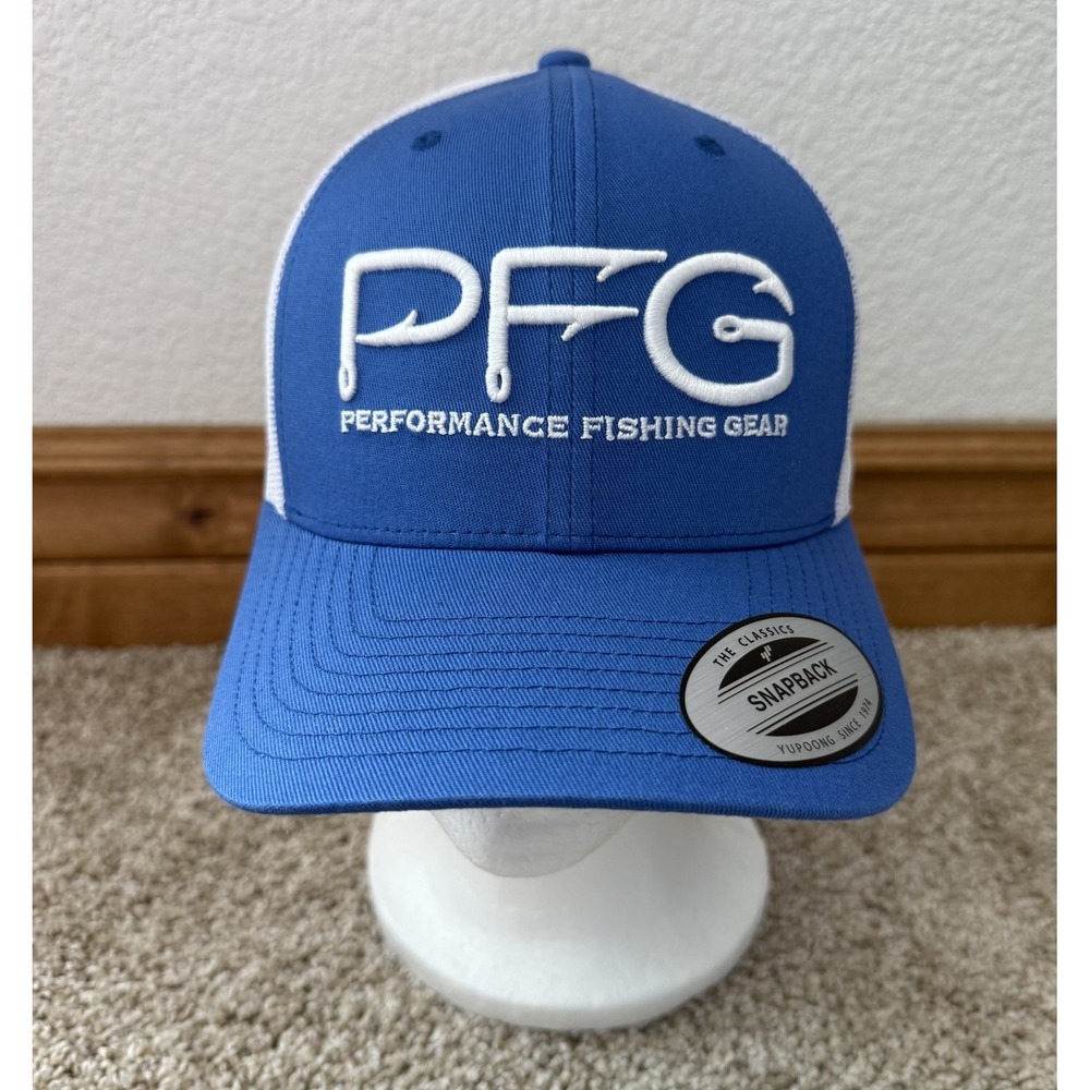 Columbia PFG Snapback Trucker Hat Blue White Hook Logo O/S Unisex Angler Fishing